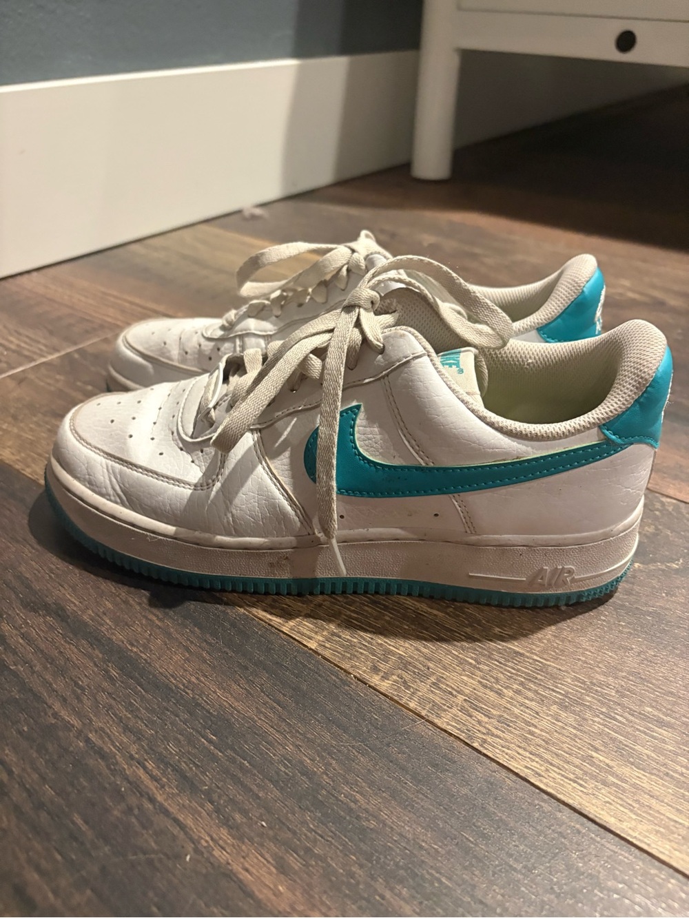 Nike White Sneakers with Teal Accent